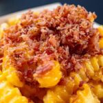 Batata frita crocante com queijo derretido e bacon picado, opção deliciosa para delivery em Santos via +Cupom Delivery.
